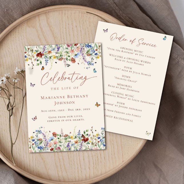 Wildflower Celebration of life Order of Service Program (Creator Uploaded)