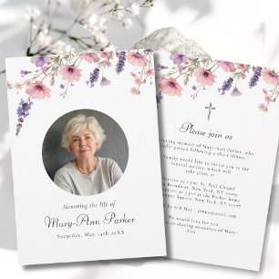 Wildflower "Celebration of Life" Photo Funeral  Invitation
