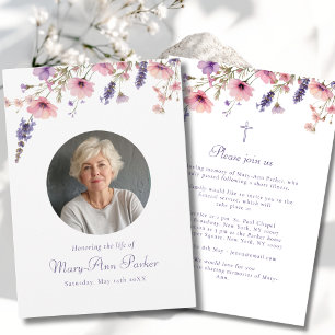 Wildflower "Celebration of Life" Photo Funeral Invitation