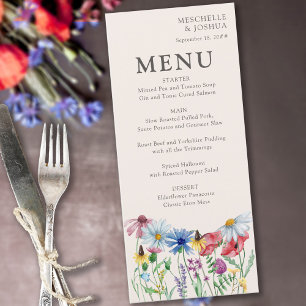 Wildflower Charm Country Floral Wedding Menu