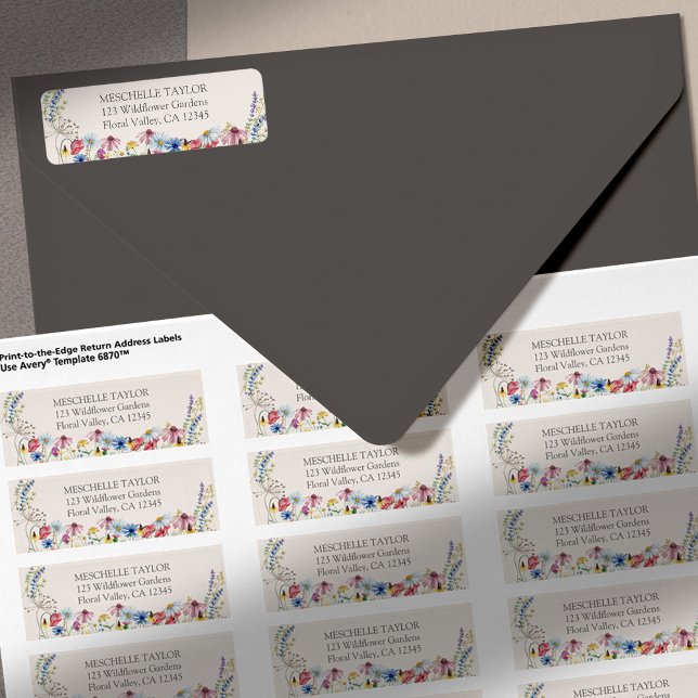 Wildflower Charm Rustic Floral Wedding Address Return Address Label (Return Address Labels with pretty wildflower floral border)