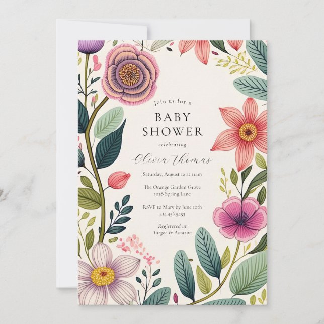Wildflower Chic Baby Shower Invitation (Front)