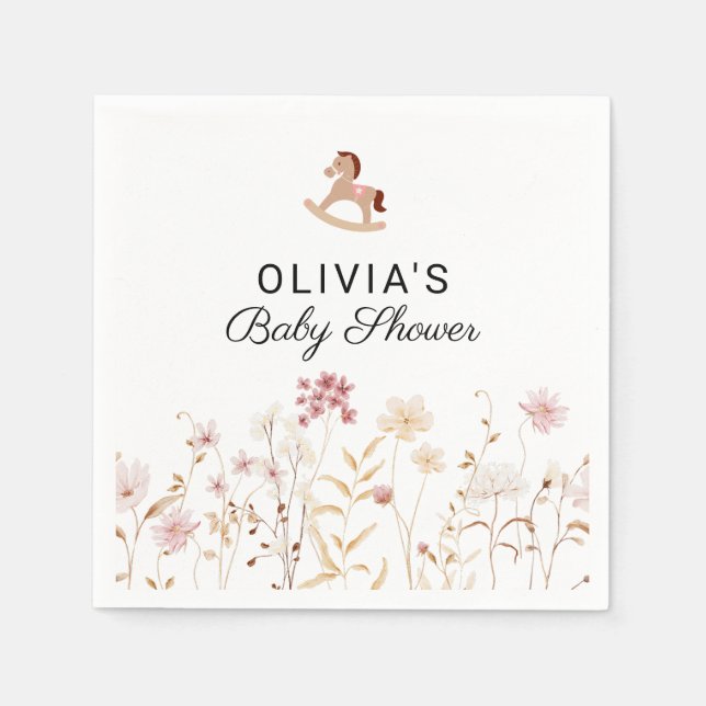 Wildflower Chic Floral Boho Baby Shower Paper Napkin (Front)
