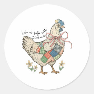 Wildflower Chicken Bow Life Better With Chicken Fa Classic Round Sticker