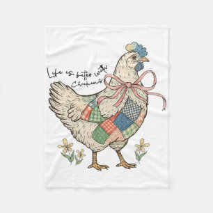 Wildflower Chicken Bow Life Better With Chicken Fa Fleece Blanket