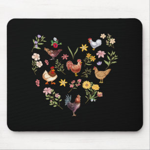 Wildflower Chicken Heart Farm Animal Farmer Men Wo Mouse Pad