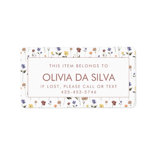 Wildflower Child's School Labels | Customisable (Front)