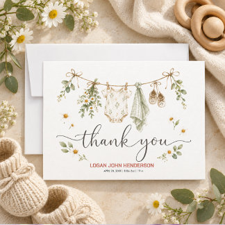 Wildflower Clothesline Neutral Kids Birthday Holiday Postcard