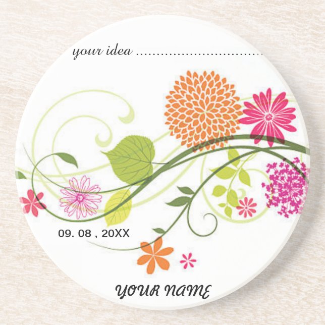 Wildflower Coasters Set , Intricate Botanical Desi (Front)