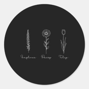 Wildflower Collection Foxglove Daisy Tulip Design Classic Round Sticker