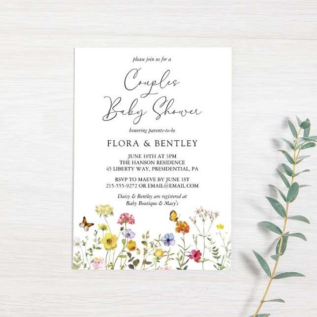 Wildflower Colourful Botanical Couples Baby Shower Invitation (Creator Uploaded)