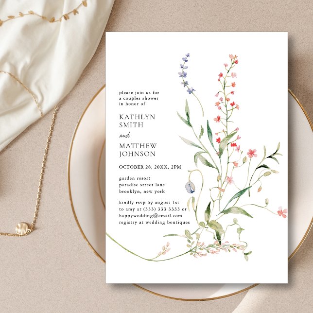 Wildflower Colourful Floral Garden Couples Shower Invitation (Creator Uploaded)