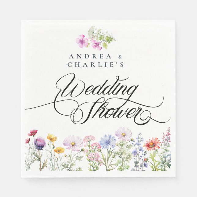  Wildflower Colourful Floral Wedding Shower Napkin (Front)