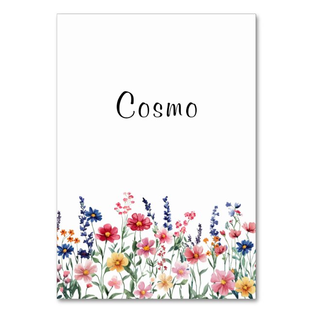 Wildflower Cosmo table number (Front)