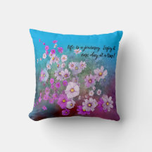 wildflower cosmos 26lblue Pillow life is a journey