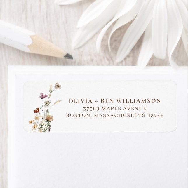 Wildflower Couple Names Simple Return Address  Label (Insitu)