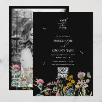 Wildflower Couple Photo Wedding Black Boho
