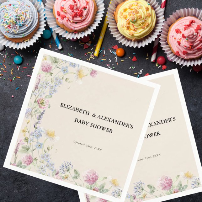 Wildflower Couples Baby Shower  Napkin (Creator Uploaded)