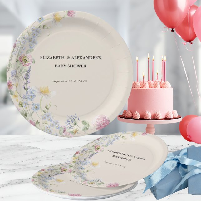 Wildflower Couples Baby Shower  Paper Plate (Creator Uploaded)