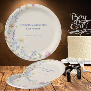 Wildflower Couples Baby Shower Paper Plate