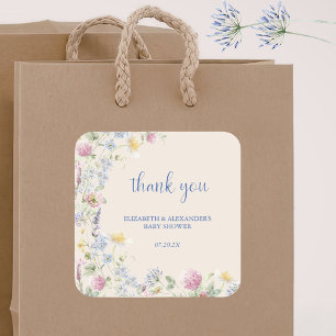 Wildflower Couples Baby Shower Square Sticker