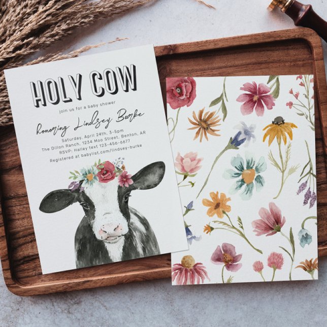 Wildflower Cow Baby Shower Invitation (Creator Uploaded)
