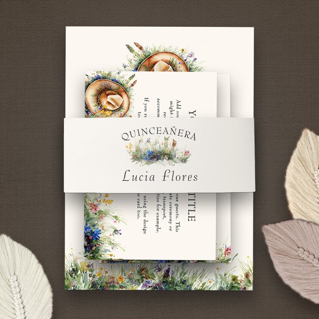 Wildflower Cowgirl Rustic Elegance Quinceanera Invitation Belly Band (Quinceanera Invitation Belly Bands from my Wildflower Cowgirl Hat Quinceanera Collection
)