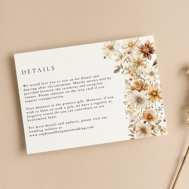 Wildflower Cream Boho Floral Wedding Enclosure Card (Creator Uploaded)