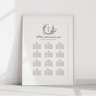 Wildflower Crest Wedding Seating Chart Poster