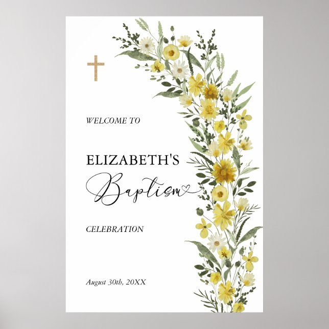 Wildflower Cross Baptism Welcome Poster (Front)
