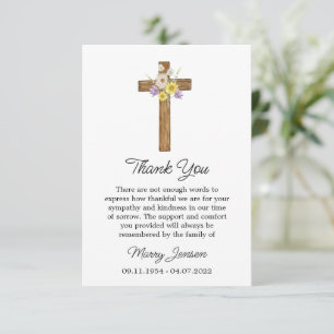 Wildflower Cross Sympathy Thank You Card