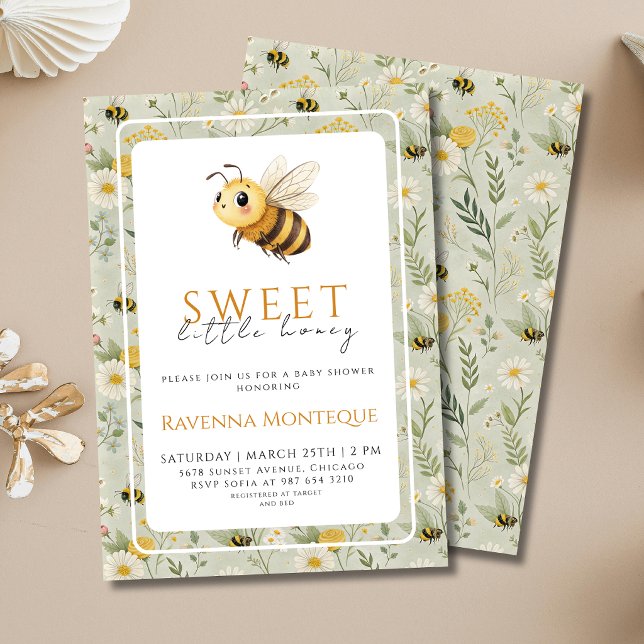 Wildflower Custom A Sweet Little Honey Baby Shower Invitation (Creator Uploaded)
