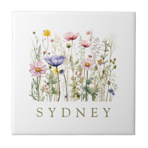 Wildflower Custom Name Ceramic Tile