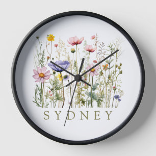 Wildflower Custom Name Clock