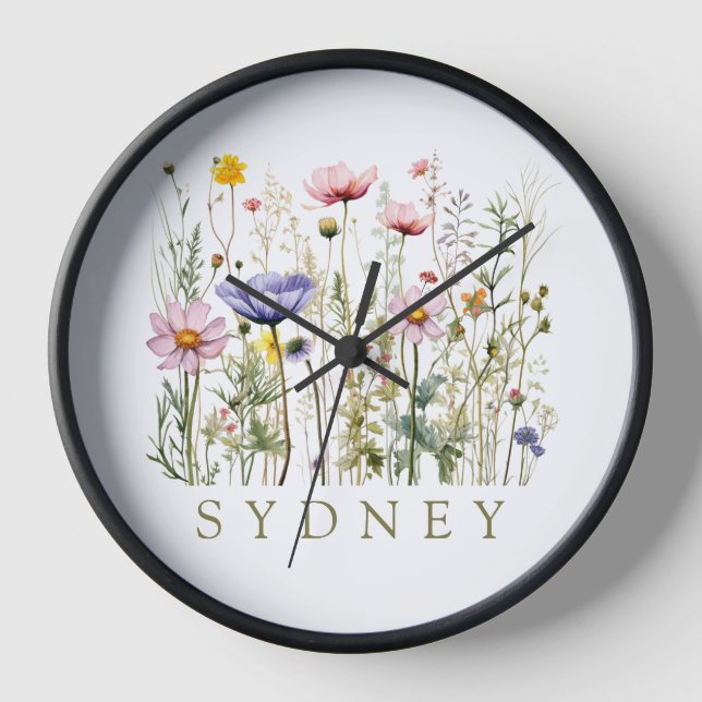 Wildflower Custom Name Clock (Front)