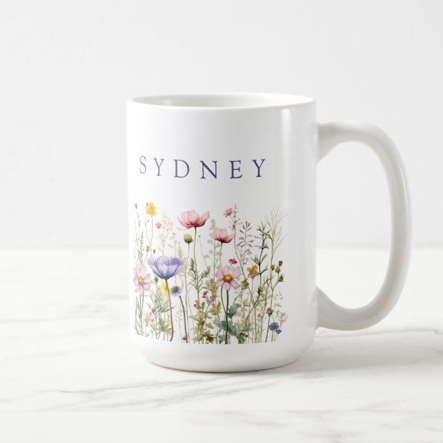 Wildflower Custom Name Coffee Mug (Right)