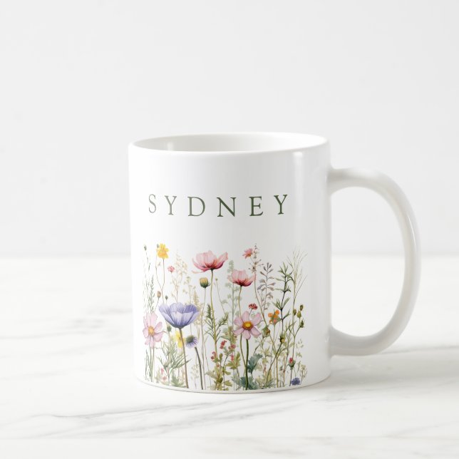 Wildflower Custom Name Coffee Mug (Right)