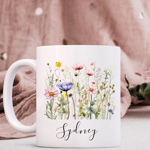 Wildflower Custom Name Coffee Mug