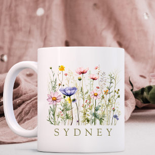 Wildflower Custom Name Coffee Mug