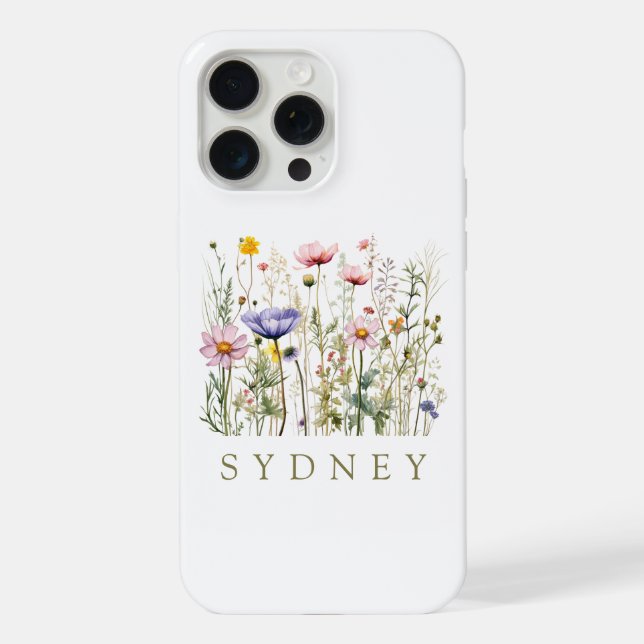 Wildflower Custom Name iPhone Case (Back)
