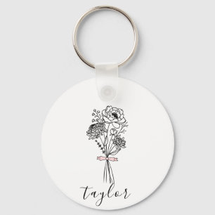 Wildflower Custom Name Key Ring