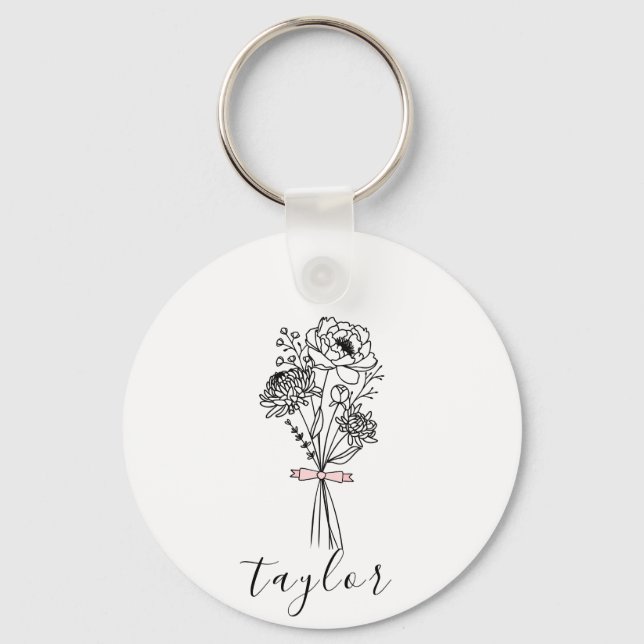 Wildflower Custom Name Key Ring (Front)