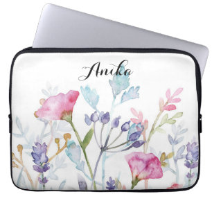 wildflower custom name  laptop sleeve