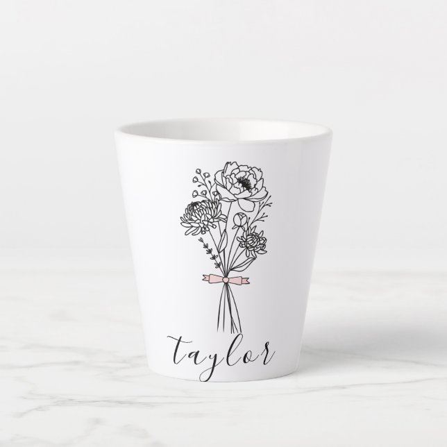 Wildflower Custom Name Latte Mug (Front)