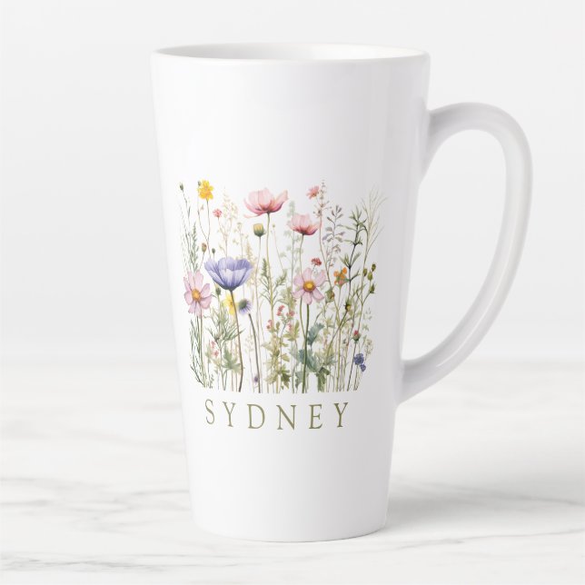 Wildflower Custom Name Latte Mug (Right)