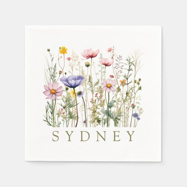 Wildflower Custom Name Napkin (Front)
