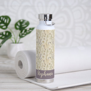 Wildflower Daisy Cottagecore Floral Monogram Water Bottle