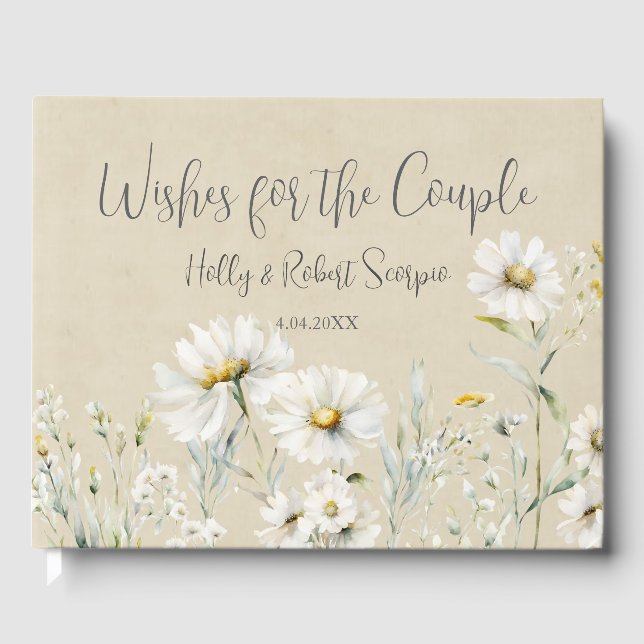 Wildflower Daisy Wedding Guest Book (Front)