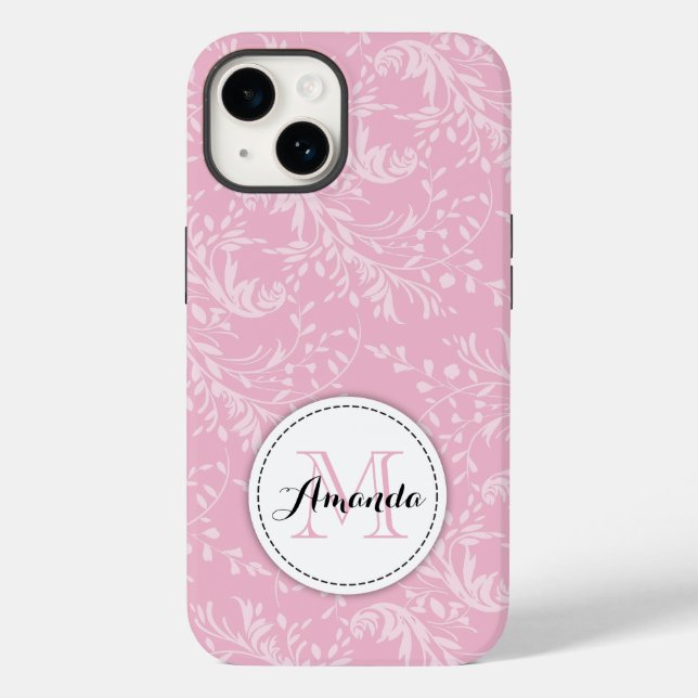 Wildflower damask floral pink white black Case-Mate iPhone case (Back)