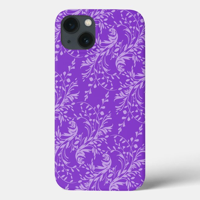 Wildflower damask patterned purple Case-Mate iPhone case (Back)